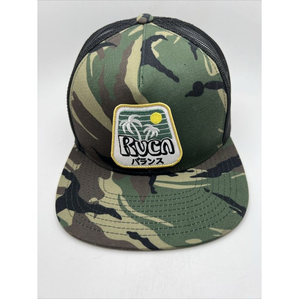 RVCA  Fade Camo Trucker Hat Palm Trees Meshback SnapBack GR26